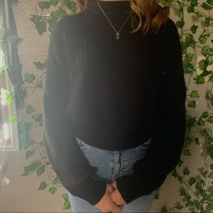 black knit cropped sweater